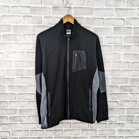ICEBREAKER Men's Full zip Wool Merino GT Atom Jacket Black Gray size Large - Picture 1 of 9